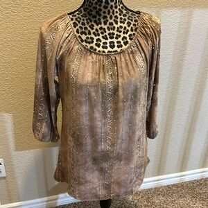 Women’s 3/4 sleeve top, sequins/embroidery detail, size M